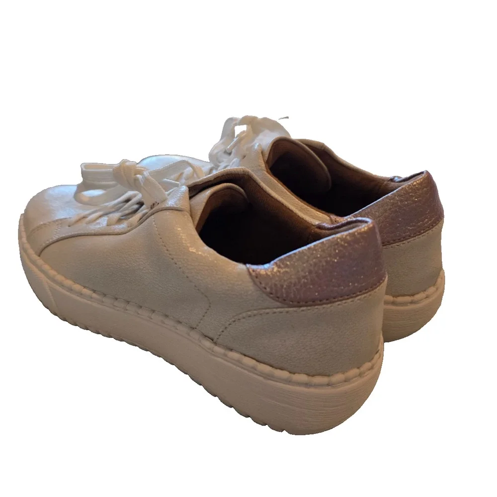 Eurosoft by Sofft Sneakers Women's 7.5M White Metallic Rose Leather Comfort NWOB